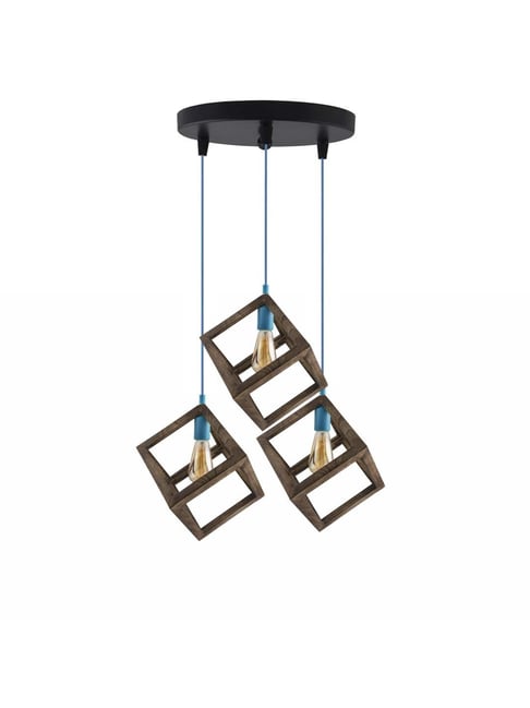 Homesake 3-Lights Round Cluster Brown Wooden Modern Nordic Cube Hanging Light  (Bulb not included)-picture-34