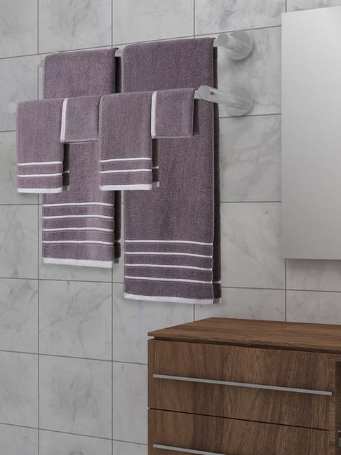 Mark Home Simply Soft Dark Grey Cotton 500 GSM Zero Twist Anti Bacterial Bath Linen Set