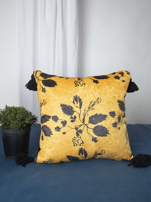 yellow crushed velvet cushions