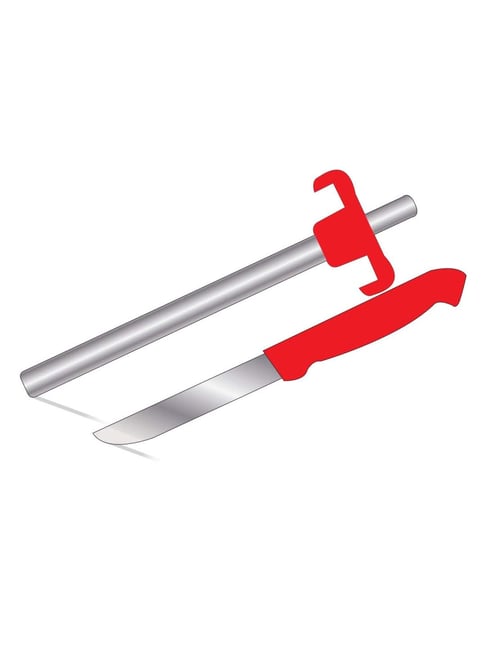 Prestige Red Stainless Steel Gas Lighter & Knife Set