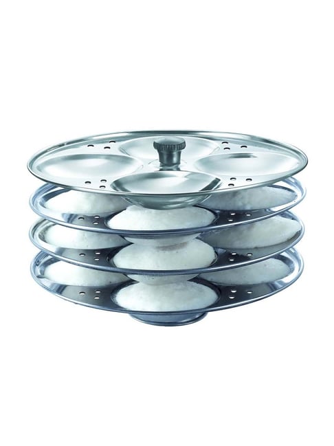 Prestige Silver Stainless Steel Idli Plates with Stand Set of