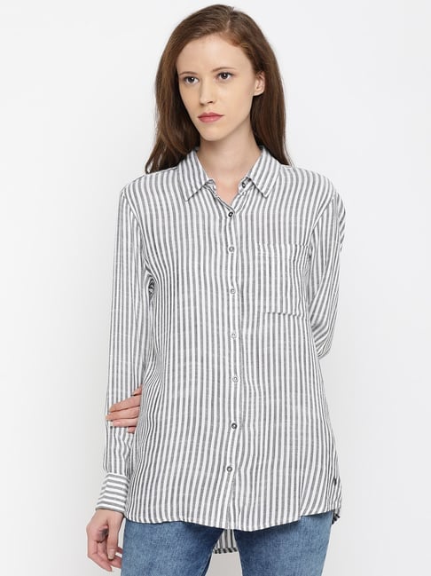 Pepe Jeans White & Grey Striped Shirt