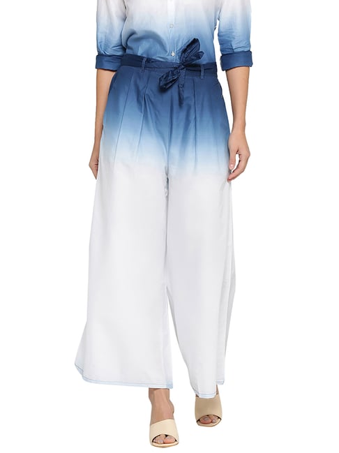 Pepe Jeans White & Blue Ombre Trousers