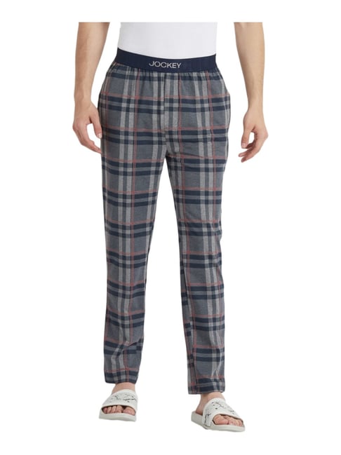 Buy Jockey Grey & Navy Regular Fit Checks Pyjama for Mens Online @ Tata CLiQ