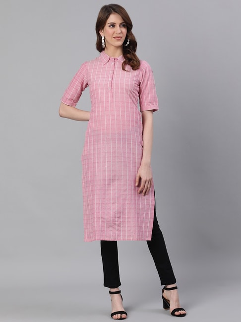 Pink Chikankari Cotton Kurti: Embroidered & Stitched | Shop Now! – Luxurion  World
