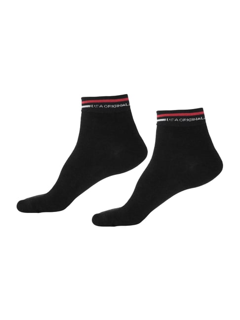 Jockey 7002 Black Compact Stretch Cotton Ankle Length Socks with Stay Fresh Treatment