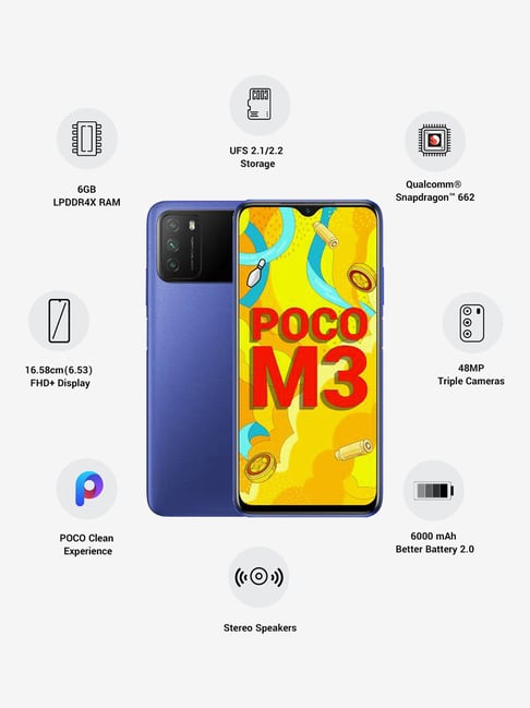 Buy POCO M3 128 GB (Cool Blue) 6 GB RAM, Dual SIM 4G Online at Best ...