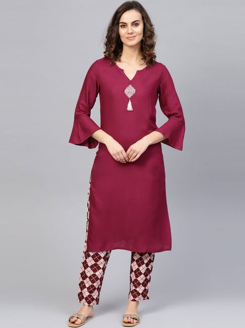 Yufta Purple Kurta Pant Set