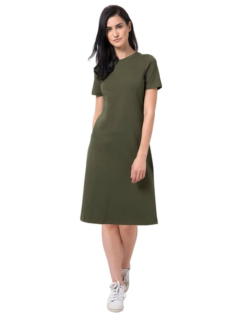 FabAlley Olive Knee-length Dress