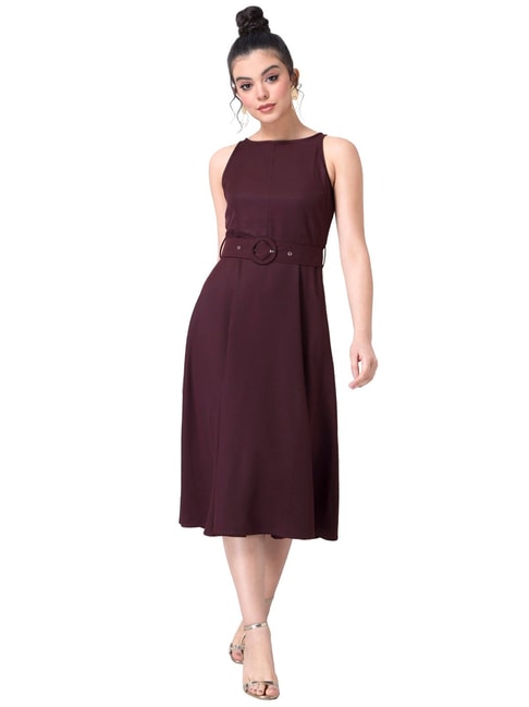 FabAlley Wine Knee-length Dress Price in India