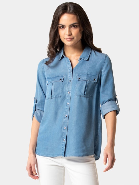 Forever New Blue Regular Fit Eleni Shirt Price in India