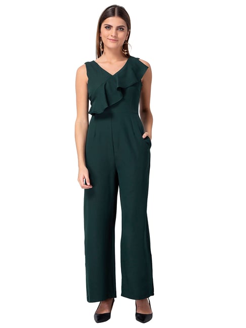 Buy FabAlley Teal V Neck Jumpsuit for Women Online @ Tata CLiQ