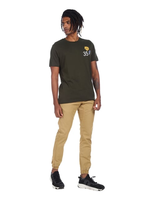 Aeropostale Dark Olive Regular Fit T-Shirt - Flexi Collection