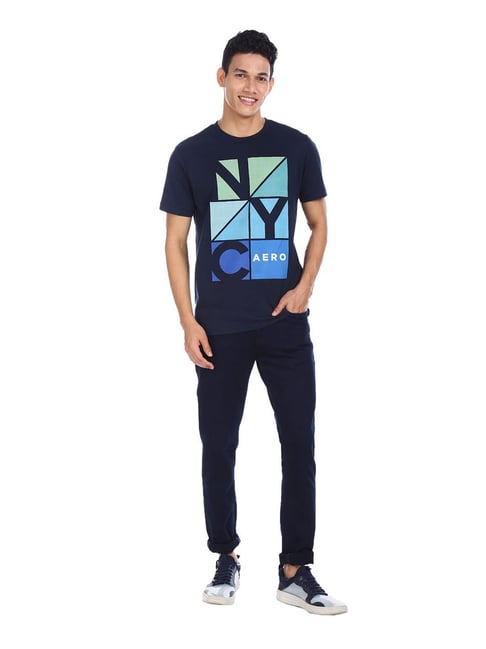 Aeropostale Navy Printed T-Shirt - Flexi Collection