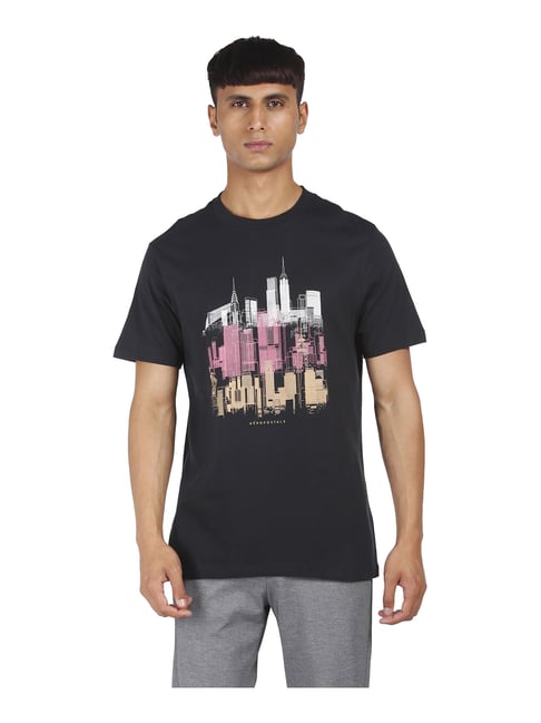 Aeropostale Black Printed T-Shirt - Flexi Collection