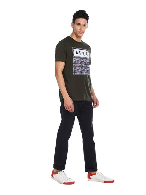 Aeropostale Olive Printed T-Shirt - Flexi Collection