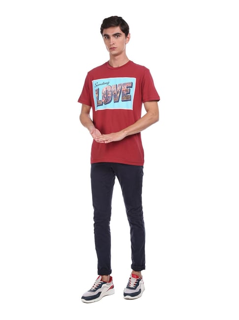 Aeropostale Maroon Graphic Print T-Shirt - Flexi Collection