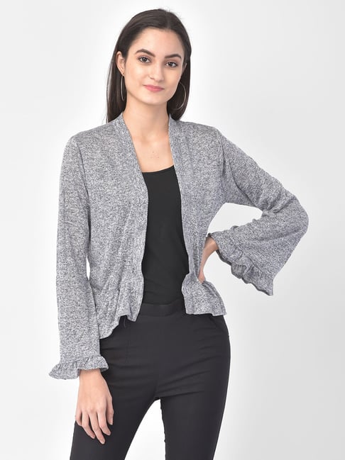 Latin Quarters Blue Textured Shrug