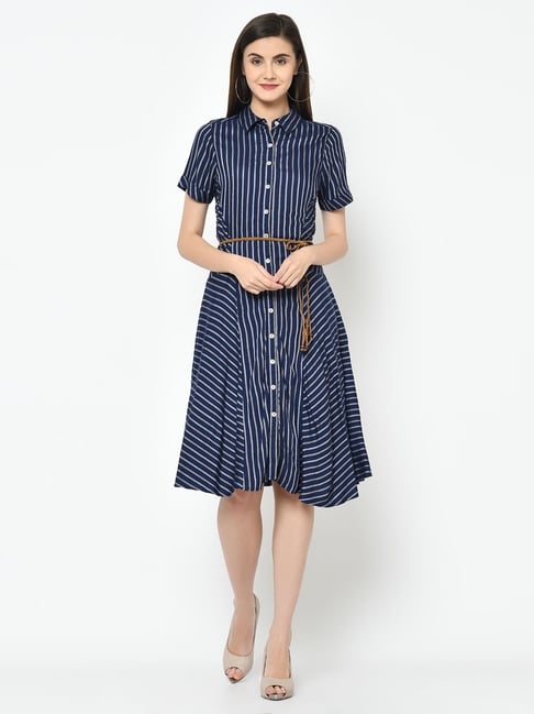 Latin Quarters Blue Striped Dress