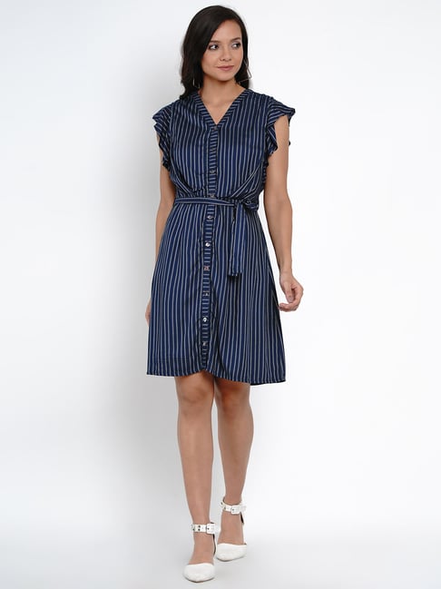 Latin Quarters Blue Striped Dress