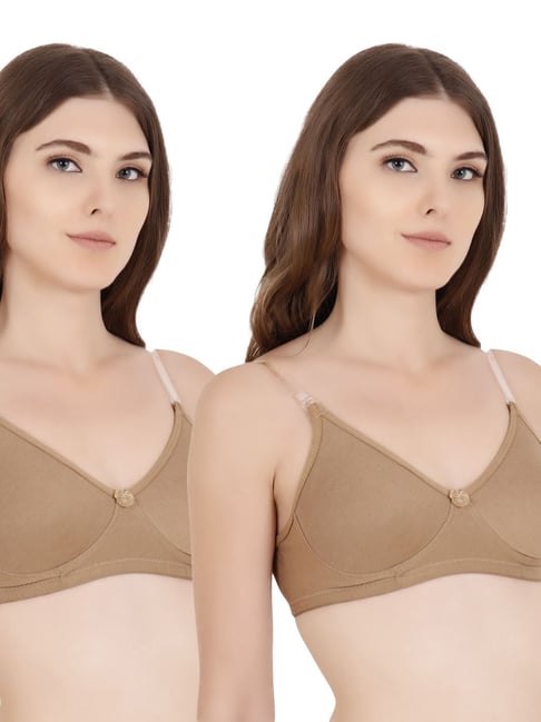 Buy Floret Multicolor Non Wired T-Shirt Bra (Pack Of 2) for Women