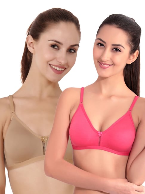 Buy Floret Multicolor Non Wired Non Padded Sports Bra (Pack Of 2