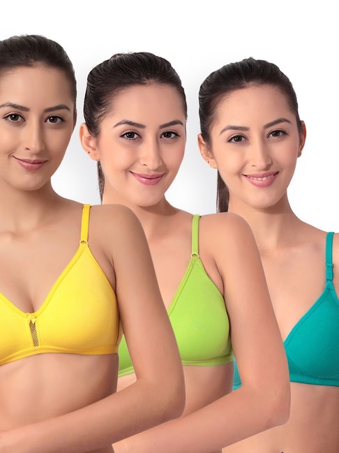 Buy Floret Multicolor Non Wired T-Shirt Bra (Pack Of 3) for Women
