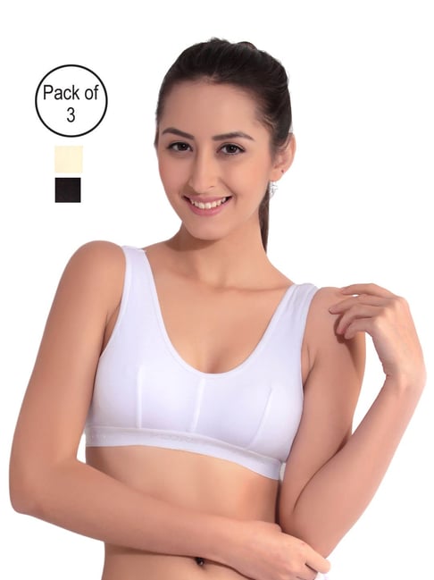 Floret Crossfit Non-Wired Non Padded Full Coverage Bra For Women White 36