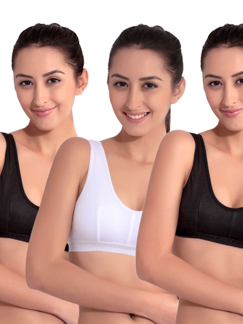Buy Women's Cotton Non Padded Sports Bras Pack Of 3 Online In India At  Discounted Prices