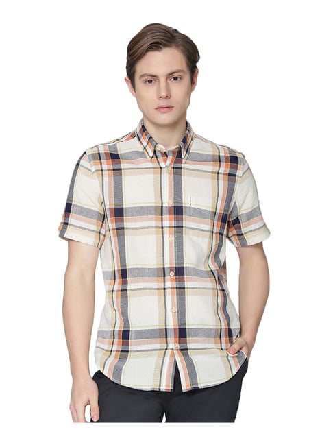 Buy Ben Sherman Cream Regular Fit Check 