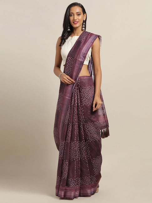 Vastranand Brown Printed Saree With Unstitched Blouse Price in India