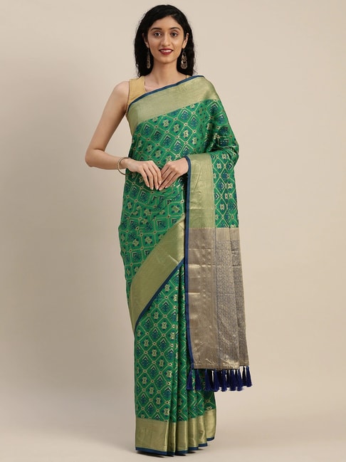 Vastranand Green Woven Saree With Unstitched Blouse Price in India