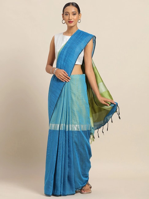 Vastranand Blue Saree With Unstitched Blouse Price in India