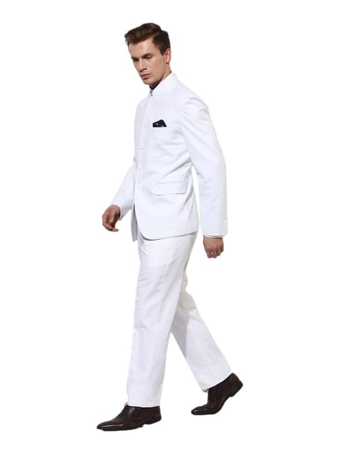 Wedding Suit For Men White Floral Double Breasted With Black Pants Blazer  Sets Wedding Groom Groomsmen