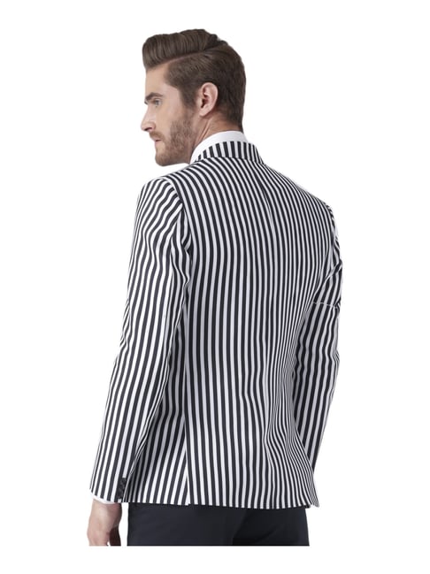 White blazer with black on sale stripes