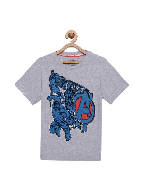 Loocust Kids Grey Printed Marvel Avengers T-Shirt for Boys
