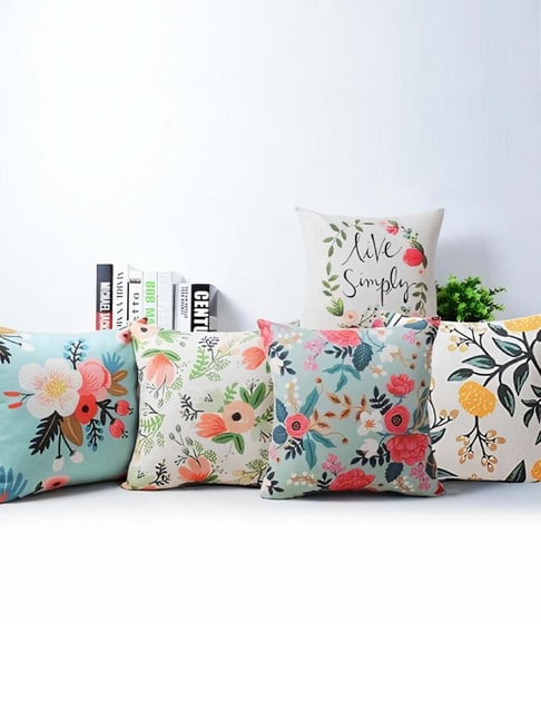 Elementary Multicolor Polyester Cushion Covers - Set of 5-image-11