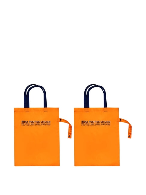 Clean Planet Orange Solid Medium Tote Handbag Set of 2 Price in India
