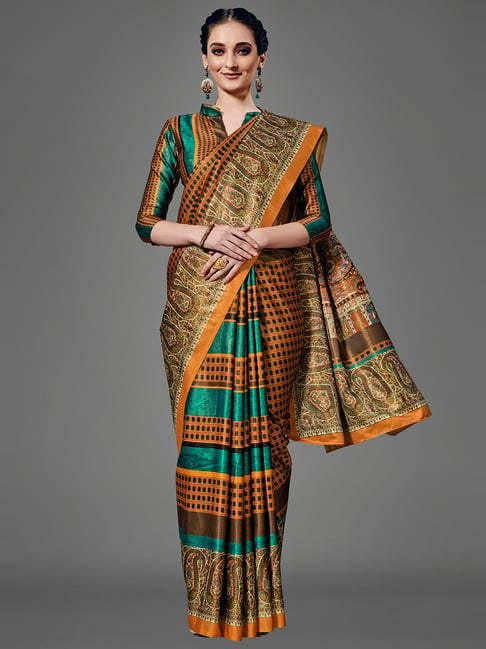 Buy Shree aa Woven Banarasi Jacquard Green, Gold Sarees Online @ Best Price  In India | Flipkart.com