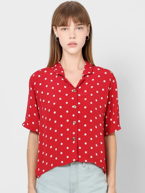 Polka Dot Shirt Women - Temu