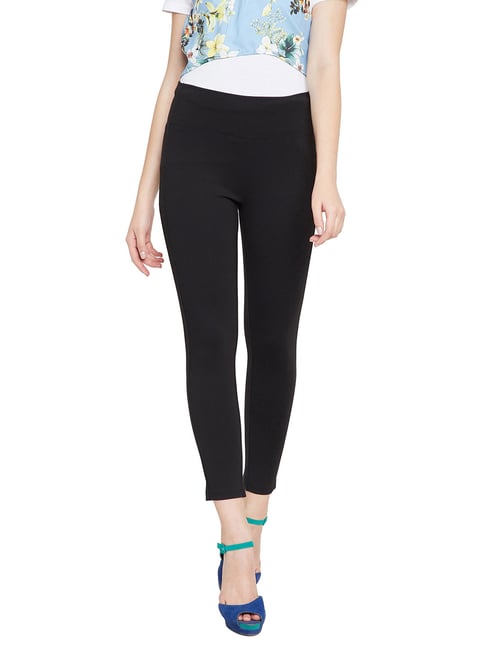 Madame Black Striped Jeggings for women price in India on 13th