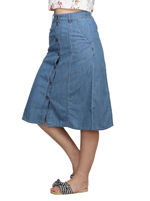 Buy MADAME Flared Fit Above Knee Denim Women's Casual Skirt | Shoppers Stop