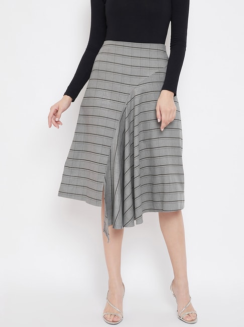 MADAME Grey Checks Skirt Price in India