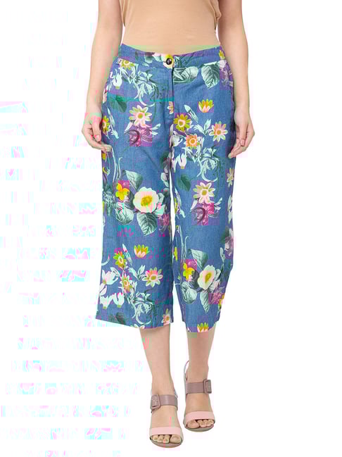 Buy Juliet Blue Floral Print Capris from top Brands at Best Prices