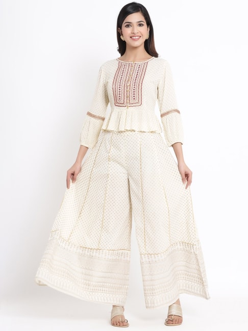 Discover more than 81 cream palazzo pants with kurti latest - thtantai2