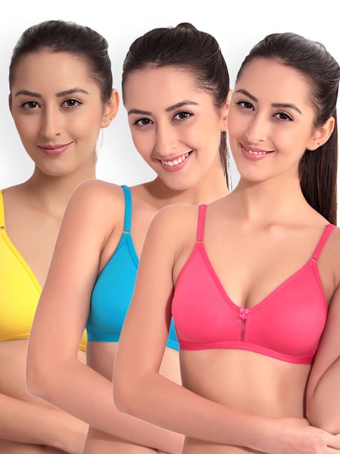 Floret Pack of 2 Solid Non-Wired Heavily Padded Push-Up Bra - Multi-Color  (30B)