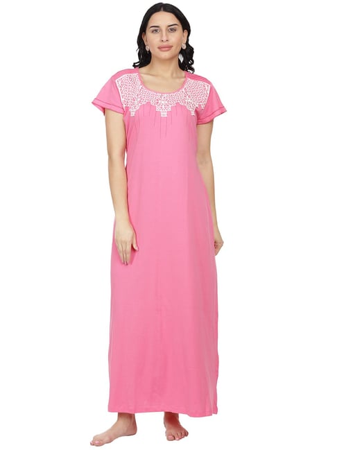 Buy honeydew Pink Embroidered Nighty for Women Online Tata CLiQ