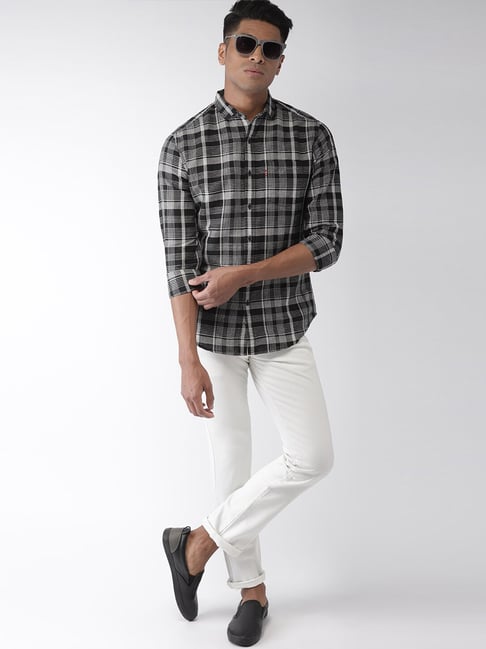 levis black check shirt