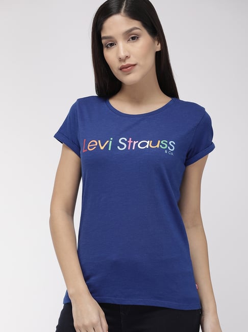 Dress Blue Levis T Shirt Blue Buy Levi's Blue Cotton Printed T