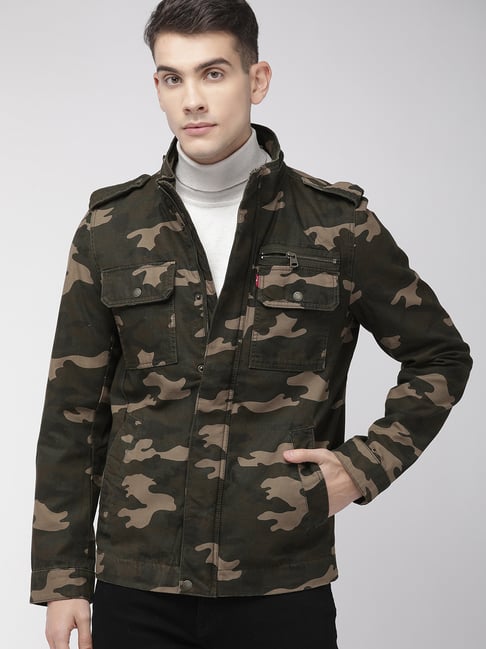 Levi's Men's Washed Cotton Two Pocket Military Jacket Color Olive Size M  for sale online | eBay
